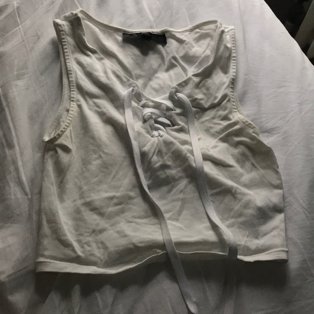 top shop petite cross front cropped tank
